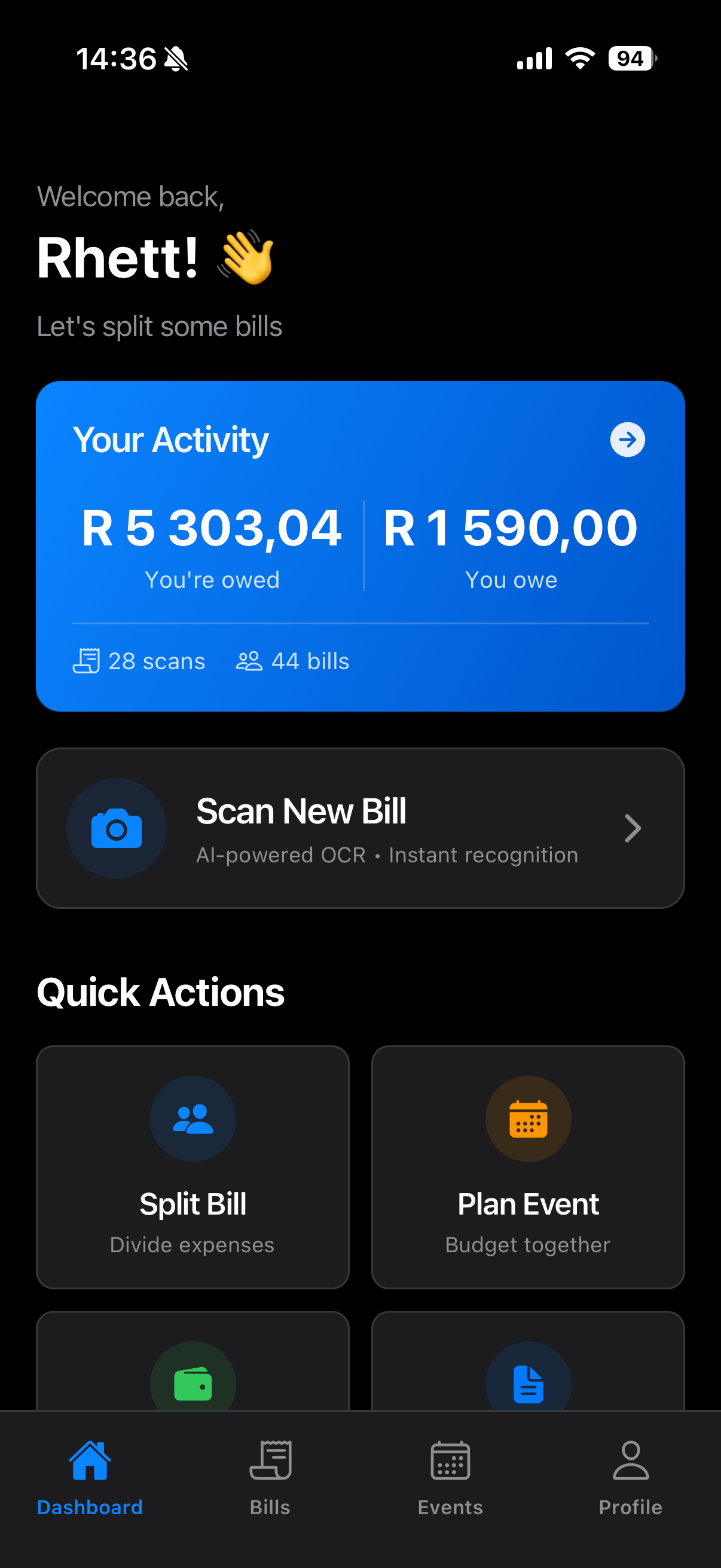 Shariz App - Dashboard