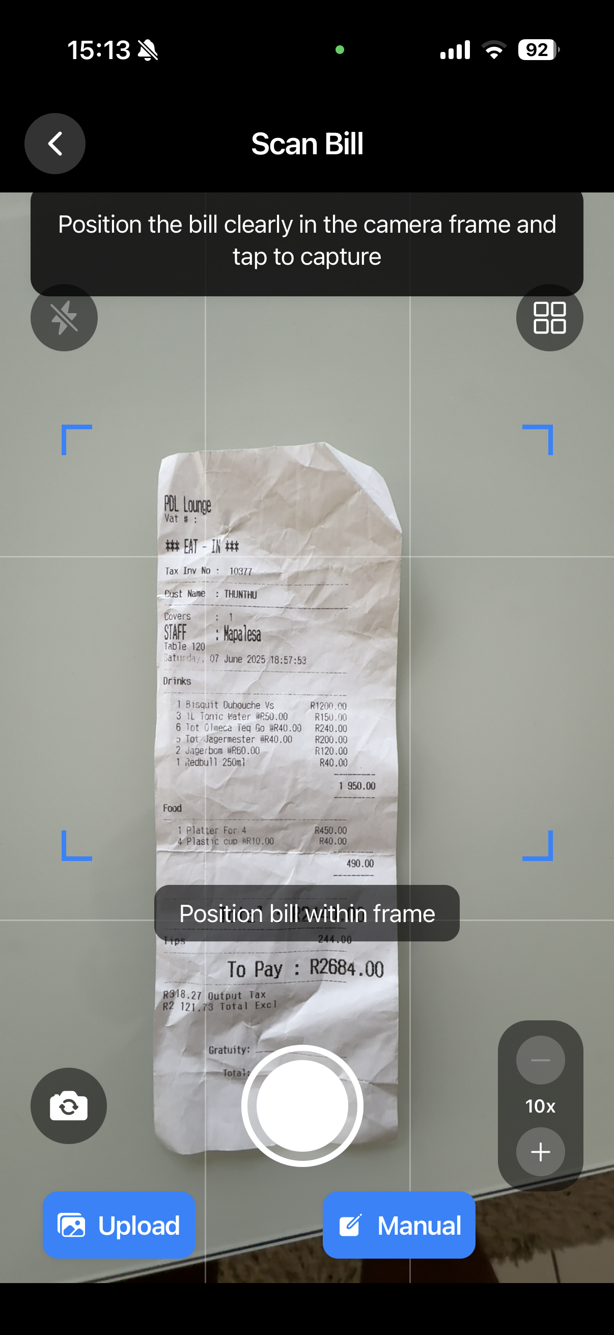 Smart Bill Scanning in Action