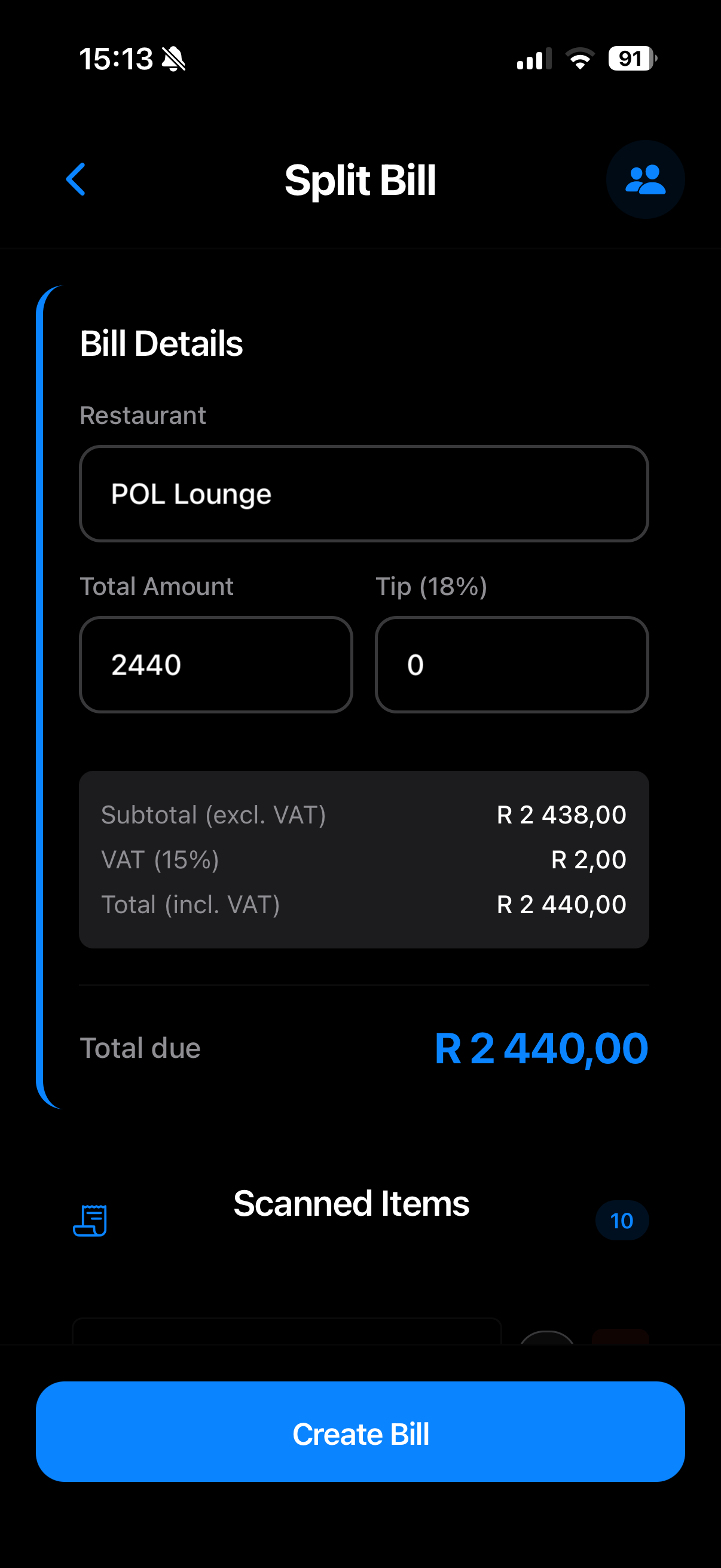 Shariz App - Split Bill